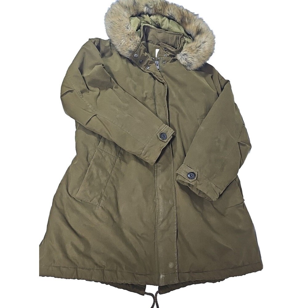 Asos Women's Parka With Faux Fur Trimmed Hood Olive Green Size M (10)